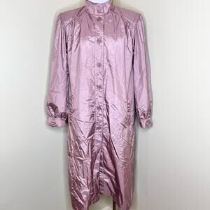 80s Weather Wise Betsy B Raincoat 8/10 Pink Long Jacket Trench Outerwear Vintage